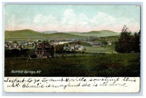 1910 Bird's Eye View Of Richfield Springs New York NY Posted Antique Postcard