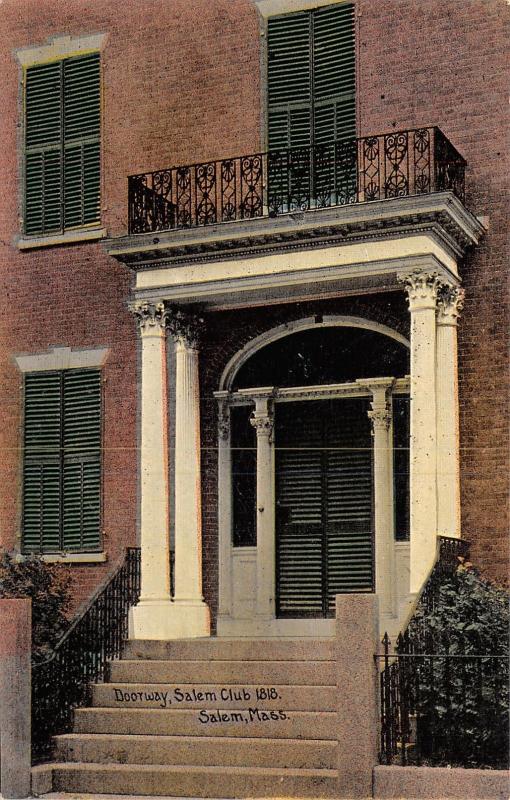 Salem MA Door of the Forrester-Peabody House (Salem Club) c1910