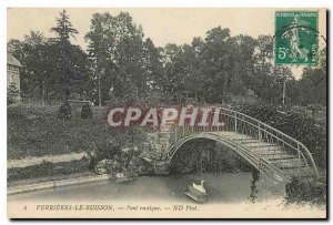 Old Postcard Verrieres rustic bridge Buisson