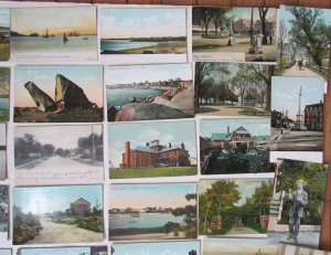 MASSACHUSETTS lot of 48 MA ANTIQUE POSTCARDS w/ SOME RPPCs