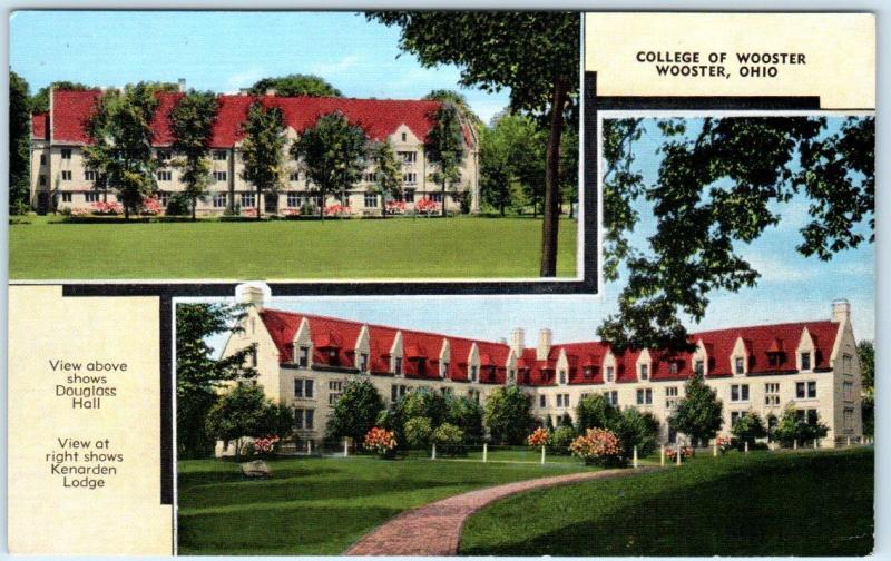 WOOSTER, Ohio  OH    COLLEGE OF WOOSTER Kenarden Lodge, Douglass Hall  Postcard