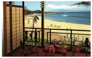Napili Kai beach Club Hotel Balcony Lanai w Ocean View Hawaii Postcard