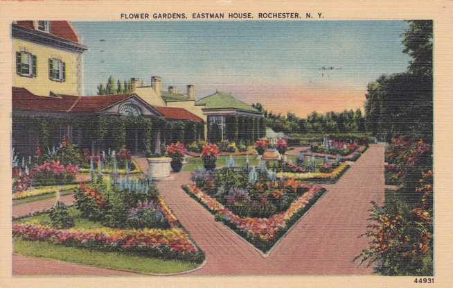 Flower Gardens at Eastman House - Rochester, New York - pm 1951 - Linen