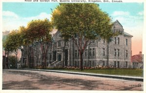 Vintage Postcard 1930's Nicol & Gordon Hall Queens University Kingston Ontario