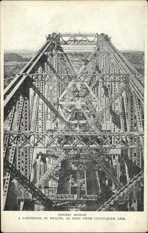 Quebec Bridge Braces Construction c1910 Vintage Postcard