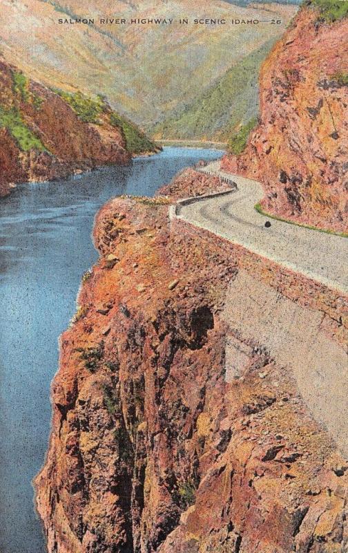 ID, Idaho    SALMON RIVER HIGHWAY~Scenic Roadway   c1940's Linen Postcard 