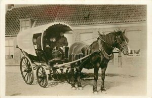 RPPC Postcard Horsedrawn Covered Wagon Walcheren Island, Netherlands Ser. 152/10