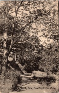 Postcard MI Paw Paw Lake Dirt Footpath in the Woods Pub. Nielsen Bros. 1917 V183