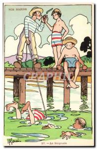 Our Marins- Postale Swimming-card Old Illustrator Gervese