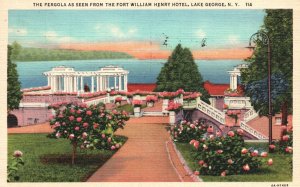 Vintage Postcard 1947 Pergola From Fort William Henry Hotel Lake George New York