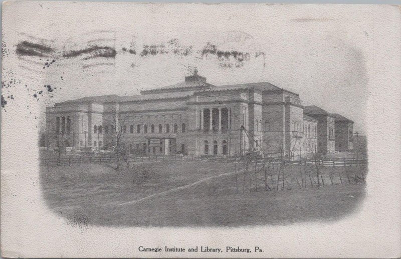 Postcard Carnegie Institute and Library Pittsburg PA