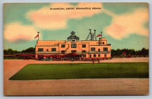 Municipal Airport   Indianapolis, Indiana - Postcard