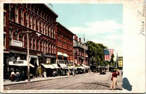 Vtg Portland Maine ME Congress Street towards Monument Square 1904 Postcard