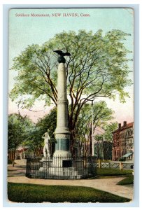 1908 Soldiers Monument New Haven Connecticut CT Posted Antique Postcard 