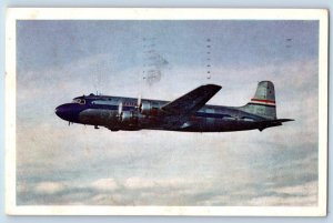 1948 Airplane United Airlines 4 Engined Mainliners Rock Springs WY Postcard