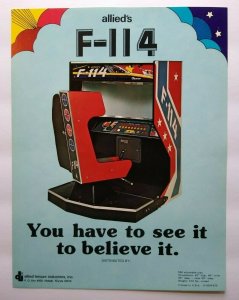 Allied F-114 Arcade FLYER Original Game Art Print Sheet Retro Race Driving 1975