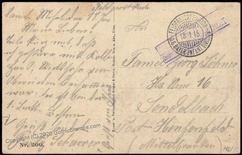 Germany WWI Artillery Direction HQ  Patriotic Postcard G67492