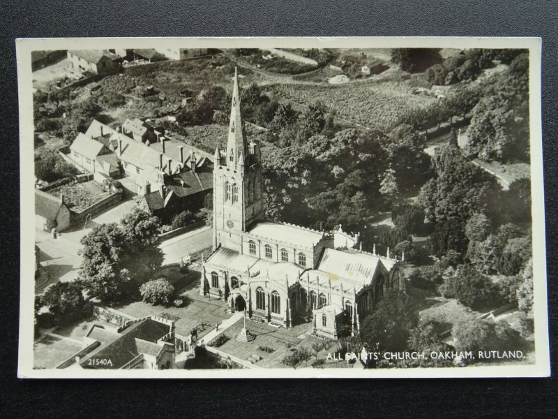 Rutland (Aerial View) OAKHAM All Saints Church c1950s RP Postcard by Aerofilms