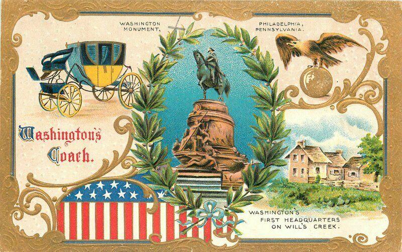 1911 Patriotic Washington 1st Headquarters Will's  Creek Postcard 1941