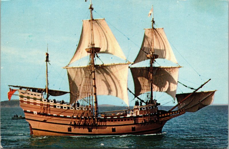 Vtg Mayflower II Replica of Original at Plymouth Massachusetts MA Postcard