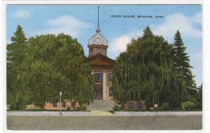 Court House Brigham Utah linen postcard