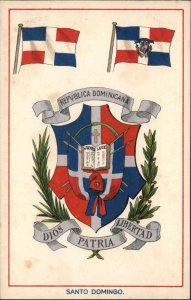 Santo Domingo Dominican Republic Coat of Arms Flag EFA Series c1910 Postcard