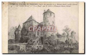 Old Postcard Fougeres Entree du Chateau of Fougeres after a watercolor by Robida