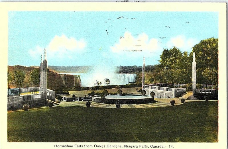 Horseshoe Falls Oakes Gardens Niagara Falls Canada Postcard Standard View Card 