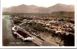 Hand Colored Real Photo Postcard Aerial View of Prince Rupert, B.C. Canada