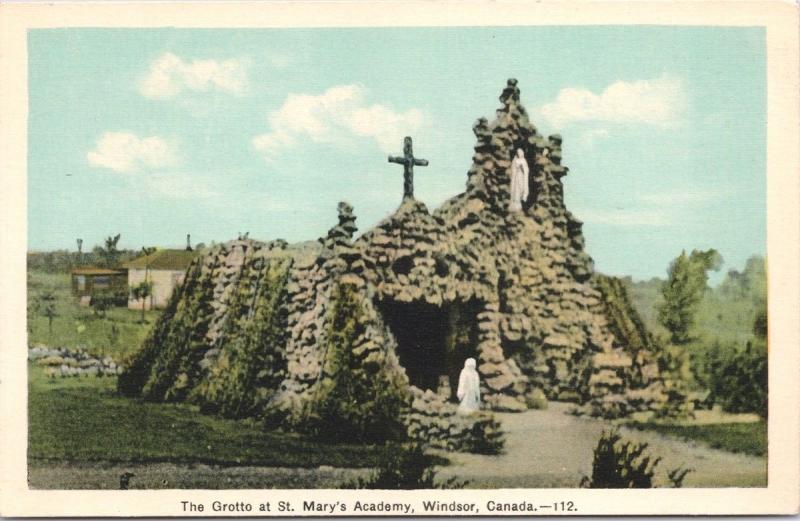 Windsor Ontario ON The Grotto at St. Mary's Academy Unused Postcard E33