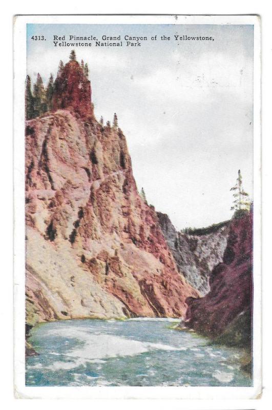 WY Yellowstone Park Red Pinnacle Grand Canyon 1932 Postcard