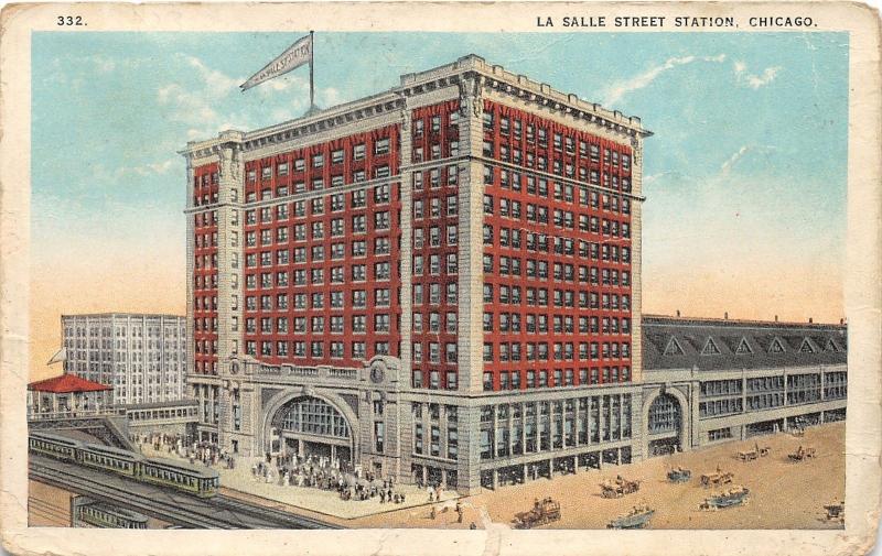 Chicago Illinois~La Salle Street~Train on Railroad Bridge~1924 Postcard