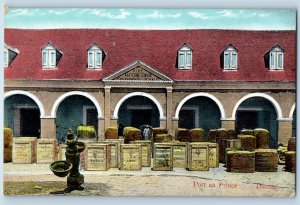 Port-Au-Prince Haiti Postcard Douane Building Wooden Box c1910 Posted Antique