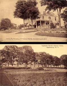 2~Postcards  Ogdensburg, New York NY   PYTHIAN HOME & VEGETABLE GARDEN Fraternal 