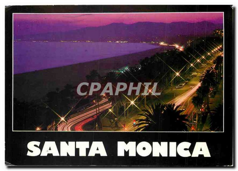 Modern Postcard Santa Monica California Palisades Park at dusk overlooking be...