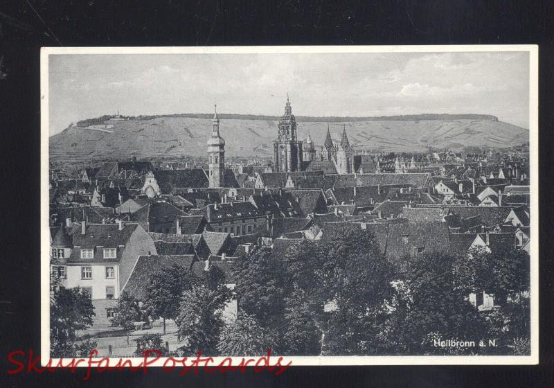 HEILBRONN A.N. GERMANY BIRDSEYE VIEW OLD VINTAGE POSTCARD