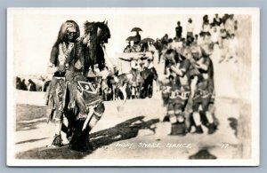 AMERICAN HOPI INDIANS SNAKE DANCE ANTIQUE REAL PHOTO POSTCARD RPPC 