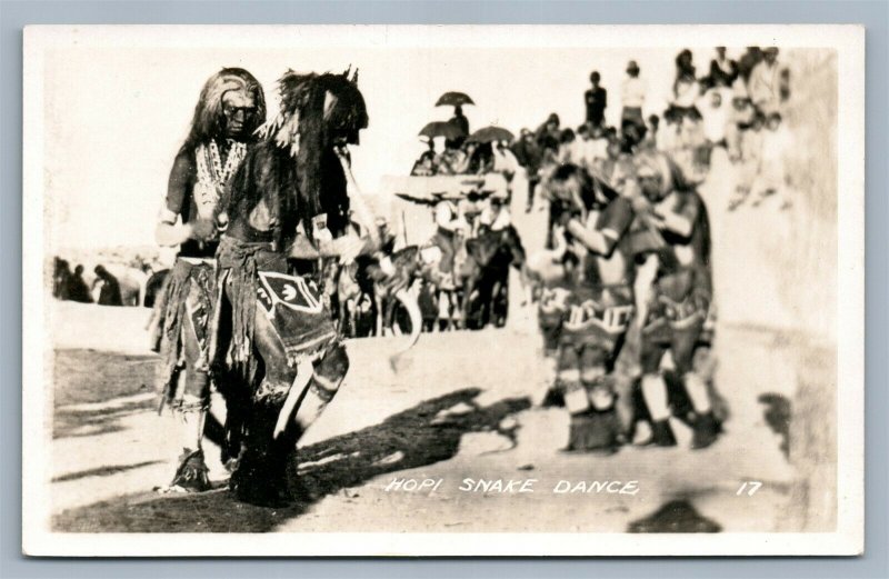 AMERICAN HOPI INDIANS SNAKE DANCE ANTIQUE REAL PHOTO POSTCARD RPPC