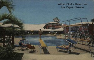 Las Vegas Nevada NV Wilbur Clark's Desert Inn Swimming Pool Linen Vintage PC