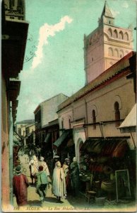 Vintage Postcard 1910s Alger Algiers Rue De Abdulla Street View Market