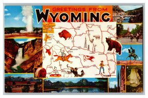Postcard WY Greetings From Wyoming Vintage Standard Multi View Card 