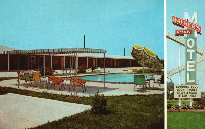 Vintage Postcard Walker's Deluxe Motel Restaurant Dothan Alabama Wayne Moseley