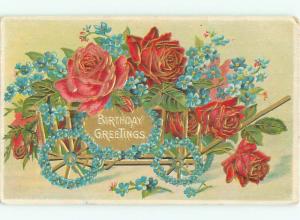 c1910 WAGON FULL OF ROWS AND FORGET-ME-NOT FLOWERS AC5006