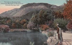 Colorado Colorado Springs The Lake At Stratton Park Cheyenne Mountain In Back...