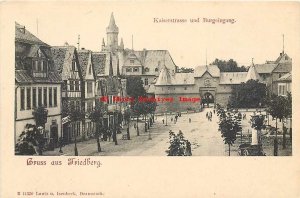 Germany, Gruss aus Friedberg, Kaiserstrasse und Burgeingang