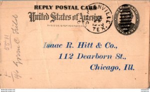 US Postal stationery 1c Tex 1900 to Chicago Shepenville