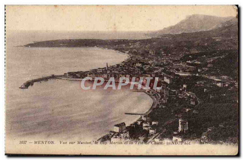 Menton - View of Menton - Cap Martin and the Dog Tete - Old Postcard