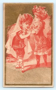 c1880s Gold Red Victorian Children Girls Baby Nest Stock Trade Card LOT of 4 C13