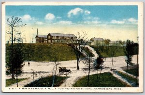 Vtg Camp Devens Massachusetts YWCA Hostess House YMCA Admin Building Postcard