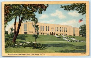 CHARLESTON, West Virginia WV ~ STONEWALL JACKSON HIGH SCHOOL 1950 Linen Postcard